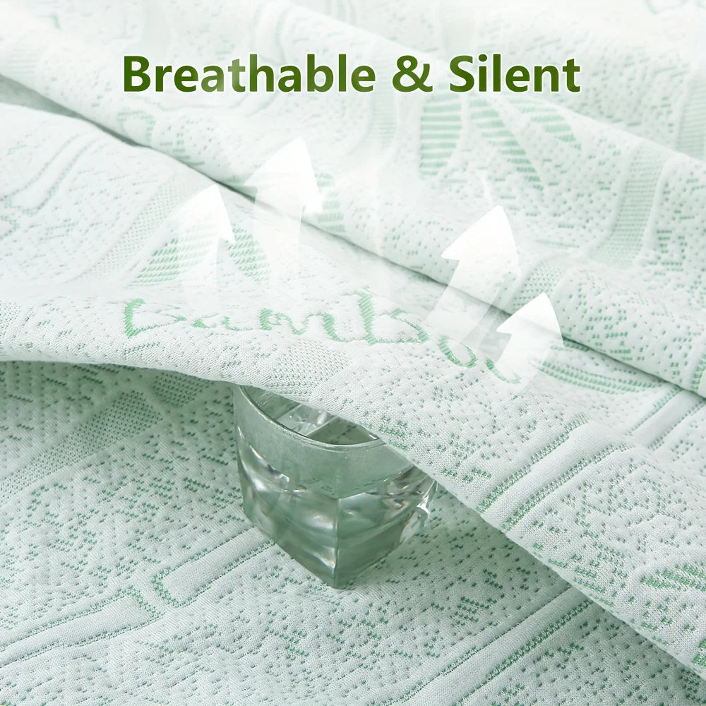 1p Cooling Bamboo Fiber Fitted Sheet, Breathable Mattress Protector Cover  with Deep Pocket for Summer Quick Pick Grocers
