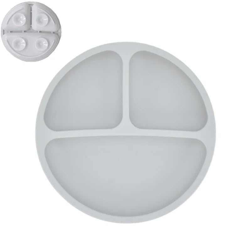 Silicone Baby Sucker Silicone Dining Plate Rice Spoon Set Cute Cartoon Children Dishes Smile Face Baby Tableware Retro Kid Bowl Purest Peak