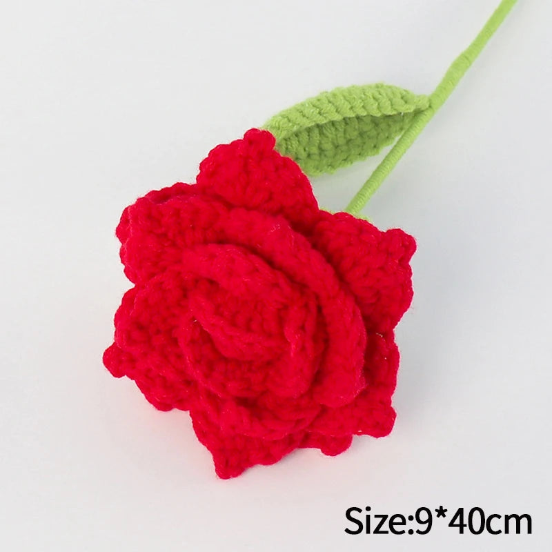 1pc Tulip Crochet Flowers Artificial Woven Flowers Handmade Tulipanes Wedding Gift for Guest Home Decoration Mother's Day Gift Quick Pick Grocers