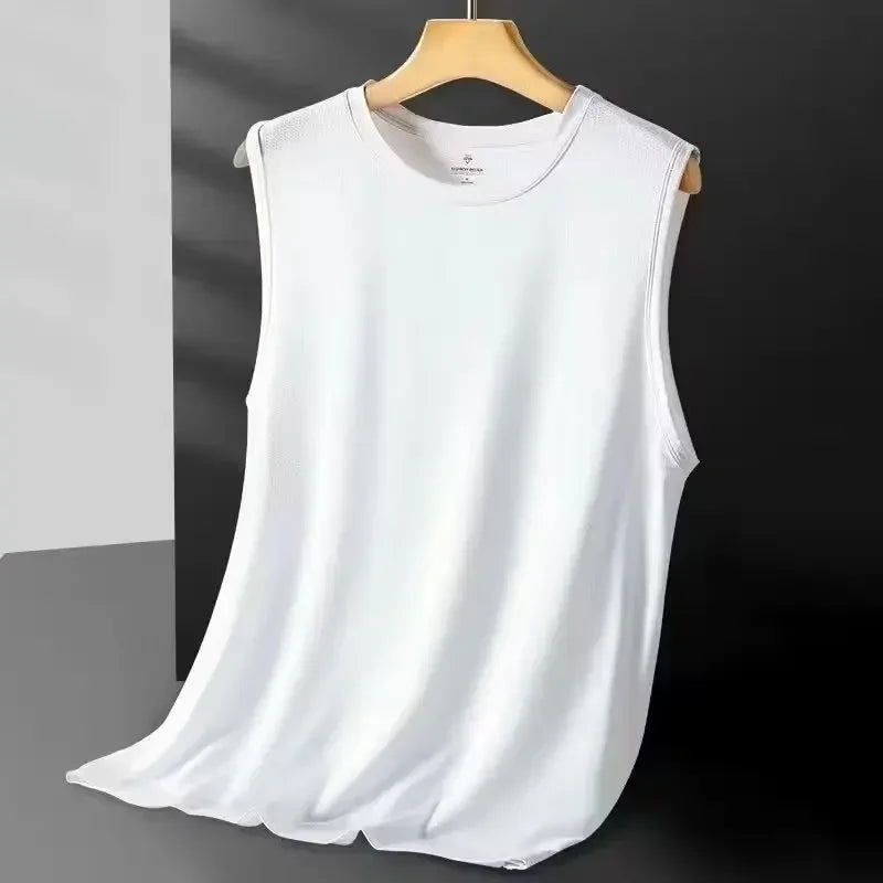 Men's Ice Silk Mesh Vest Lightweight Sports Summer Wear Sleeveless T-shirt Tank Top Casual Fashion Outerwear Quick Pick Grocers
