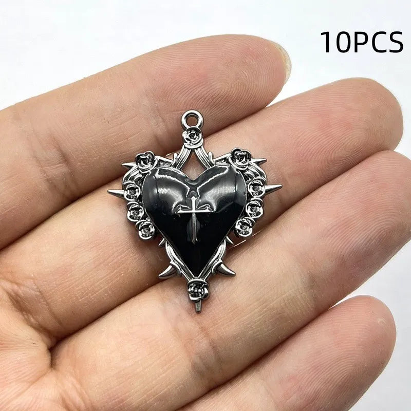 10/12PCS  Retro Dark Style Personalized Thorn Rose Cross Pendant DIY Accessories Quick Pick Grocers