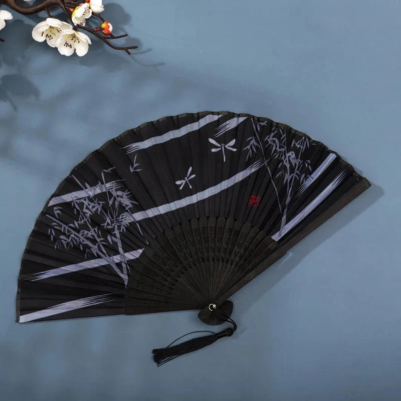 Hand Fan Foldable Silk Fan Noodles Bamboo Fan Bones Halloween Cosplay Prop Christmas Wedding Decoration Party Gifts Art Crafts Econic Blanks