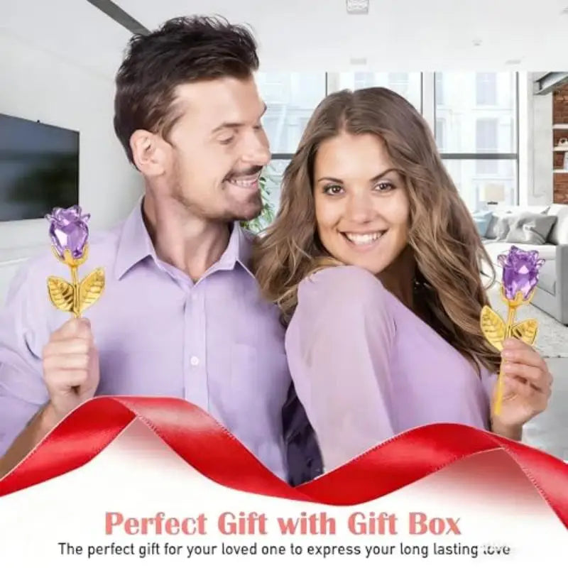 1/2Pcs Eternal Crystal Glass Rose - Valentine's Day Wedding Gift for Girlfriend Wife Artificial Flower Without Box Quick Pick Grocers