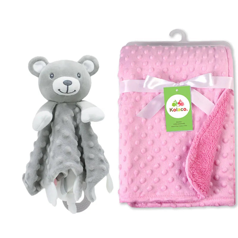 Personalized Newborn Baby Blanket with Name Custom Stroller Sleeping Dolls Animal Security Towel Gift Set for Baby Shower Gifts Purest Peak