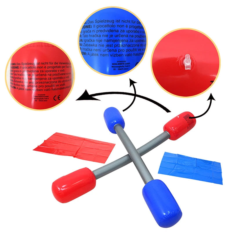 1Set Red Blue Inflatable Sticks Kids Toys Pvc Air Hammer Yard Game Sticks with Mats for Boys Girls Party Confrontation Game Toy Quick Pick Grocers
