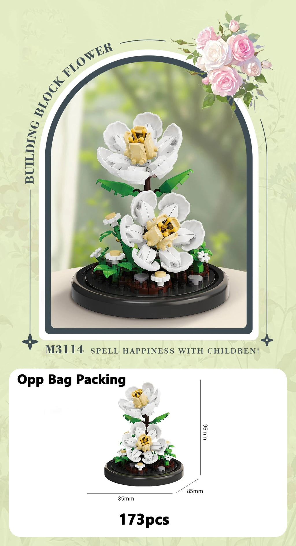 Eternal Flower Bouquet Bonsai Potted Plant Micro Building Blocks Model Home Decoration Puzzle Toys Kids Birthday Christmas Gifts Purest Peak Salt