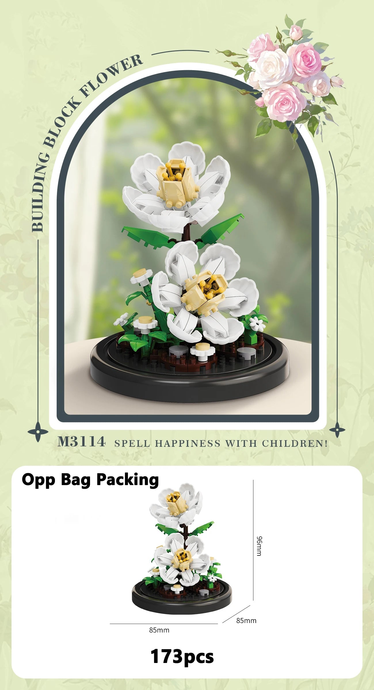 Eternal Flower Bouquet Bonsai Potted Plant Micro Building Blocks Model Home Decoration Puzzle Toys Kids Birthday Christmas Gifts Purest Peak Salt