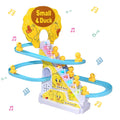 Climbing Stairs Track Toys Electric Duck DIY Rail Racing Track Roller Coaster Toys Set Light Music Educational Toy For Kids Gift Quick Pick Grocers