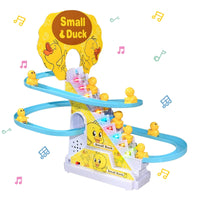 Climbing Stairs Track Toys Electric Duck DIY Rail Racing Track Roller Coaster Toys Set Light Music Educational Toy For Kids Gift Quick Pick Grocers