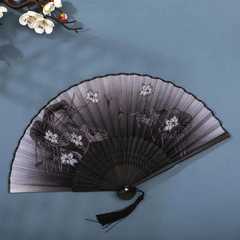 Hand Fan Foldable Silk Fan Noodles Bamboo Fan Bones Halloween Cosplay Prop Christmas Wedding Decoration Party Gifts Art Crafts Econic Blanks