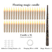 Halloween LED Floating Candles Magic Wand Remote Hanging Operated Potter Harries Battery Floating Candles Warm Light Decoration Quick Pick Grocers