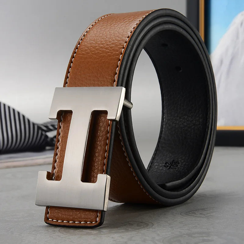 Width 3.8cm Famous Brand Belt Men Top Quality Genuine Luxury Leather Belts for Men Strap Metal Belt Fashion Women's Belt jeans Quick Pick Grocers