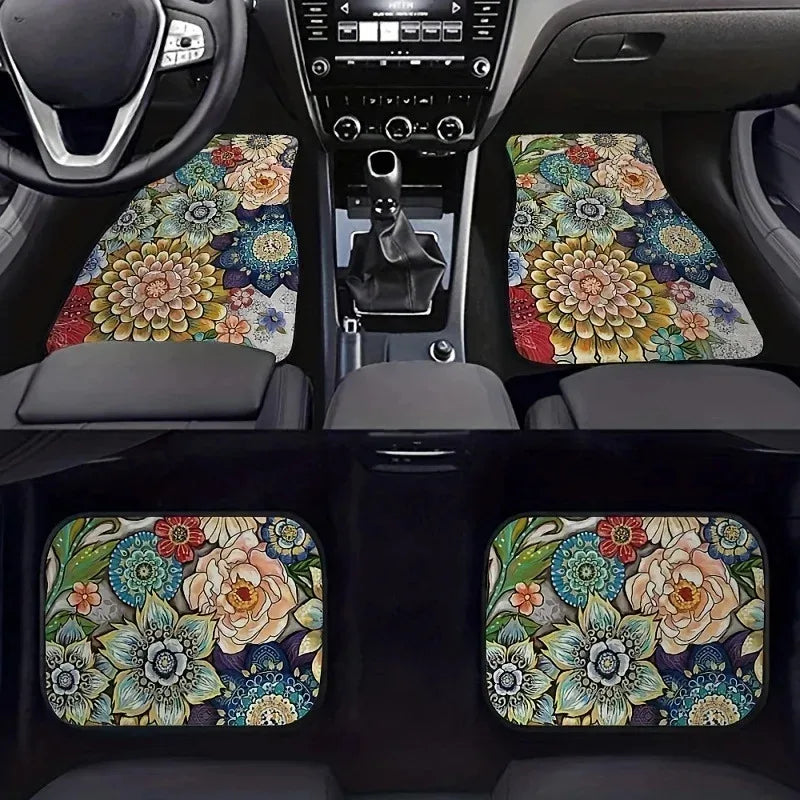 Car Floor Carpet Set of 4 Piece Persian Rug Design Auto Interior Floor Mats Durable Front & Rear Carpets for Car Truck S Quick Pick Grocers
