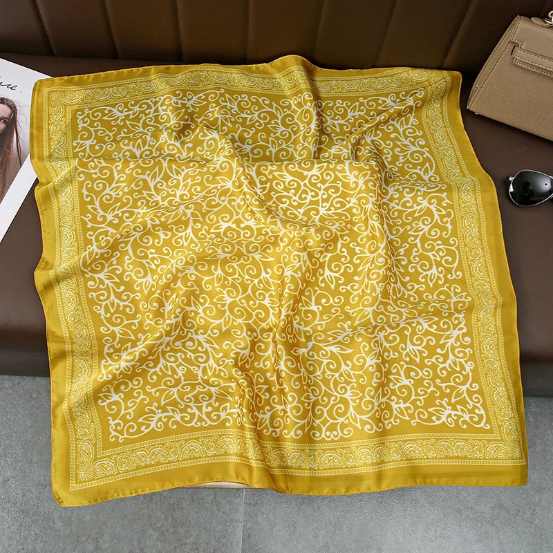 2025 Silk Shawl Print Headscarf Cat Hair Wrap Neckerchief Female Satin Square Scarf For Women Headband Foulard Hijab Bandana Quick Pick Grocers