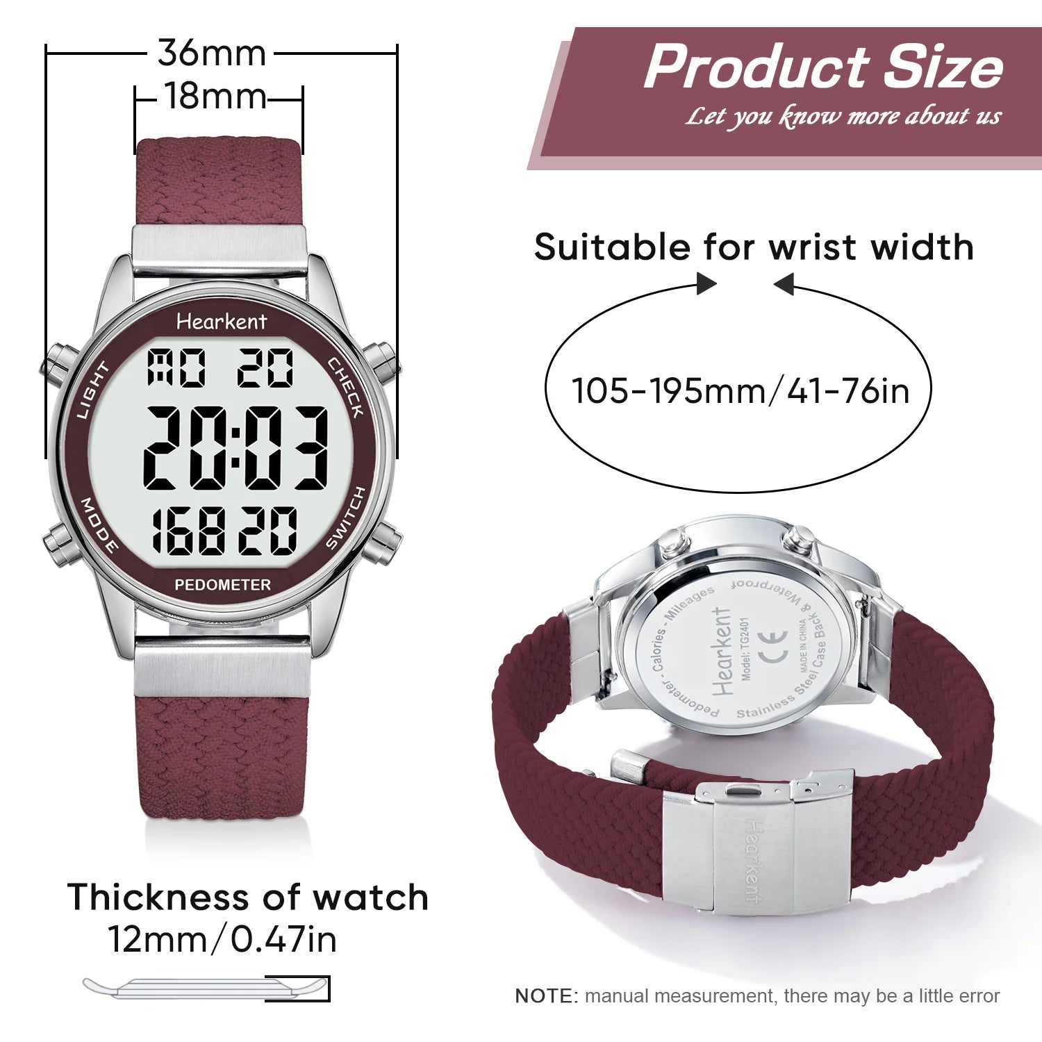 Hearkent Pedometer Sport Watches Step Counter Watch Women Digital Watches Calories Mile Stopwatch Countdown for Walking Tracker Quick Pick Grocers