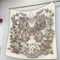 90Cm French Jungle Large Square Scarf Decorative Fashion Trend Flowers High Quality Twill Silk Travel Shawl Sunscreen Quick Pick Grocers