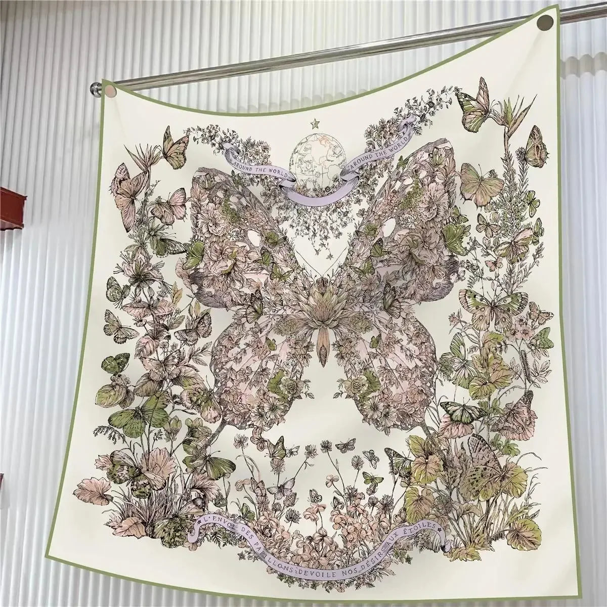 90Cm French Jungle Large Square Scarf Decorative Fashion Trend Flowers High Quality Twill Silk Travel Shawl Sunscreen Quick Pick Grocers