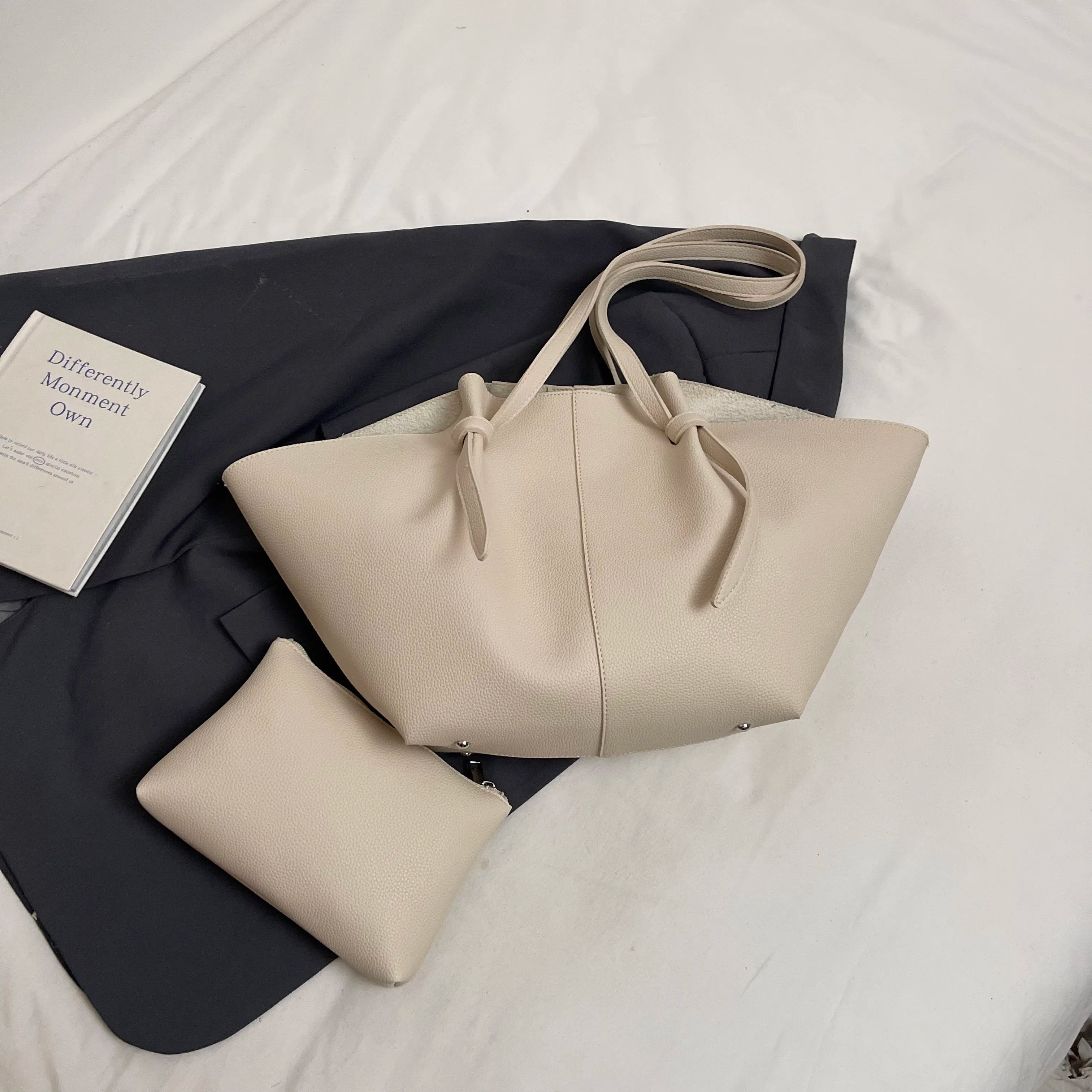 Branded Designer Shoulder Tote Bags For Women Soft PU Leather 2-IN-1 Big Capacity Shopper Tote Set 2025 Luxury Designer Handbags Quick Pick Grocers