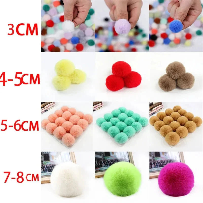 Pompom 5cm 6cm 8cm Fluffy Fur Ball Soft Pompon DIY Pompons For Keychain Sewing On Scarf Hats Shoes Apparel Craft Supplies Econic Blanks