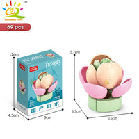 HUIQIBAO MOC Flower Succulent Potted Model Building Block DIY Eternal Bouquet Home Desk Plant Decor Brick Girl Gift Children Toy Quick Pick Grocers