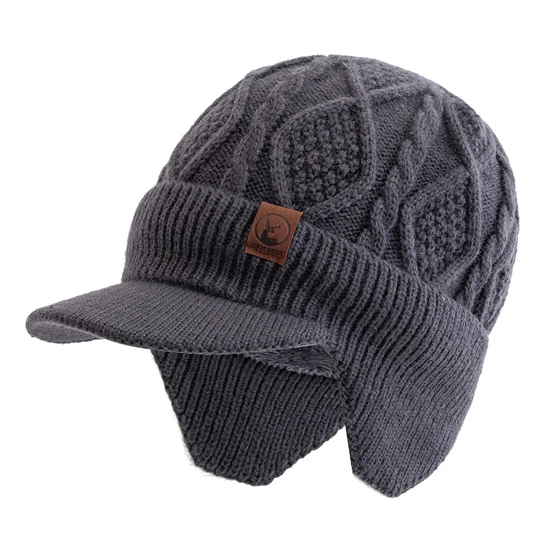 New Unisex Winter Hat Plush Fur Lined Warm Earflap Cap Stylish Soft Beanie Hat  Outdoor Thick Ski Sports Knitted Hat Purest Peak