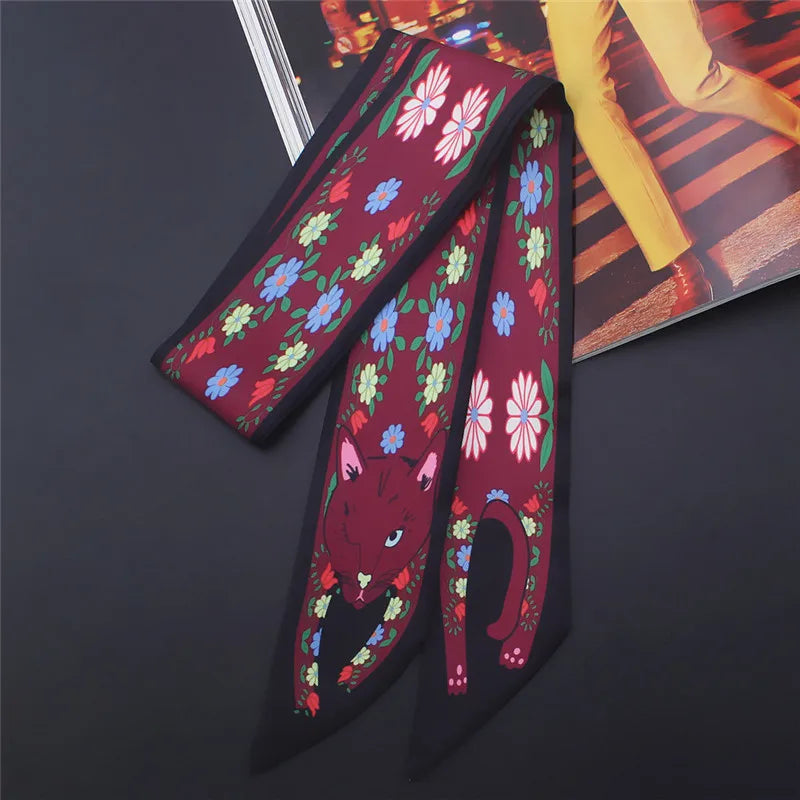 17 Colors Animal Print 2024 New Bag Skinny Silk Scarf For Women Luxury Brand Foulard Women Tie Fashion Head Scarves For Ladies Quick Pick Grocers