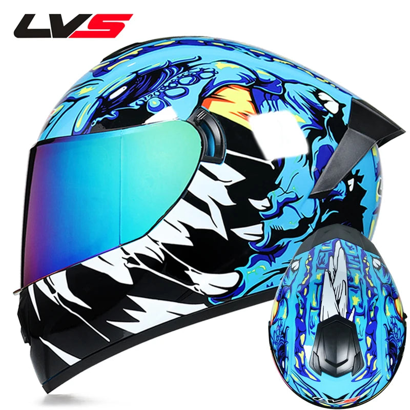 Full Face Racing Helmets Winter Warm Double Visor Motorcycle Helmet Motorbike Sports helmet LVS-701