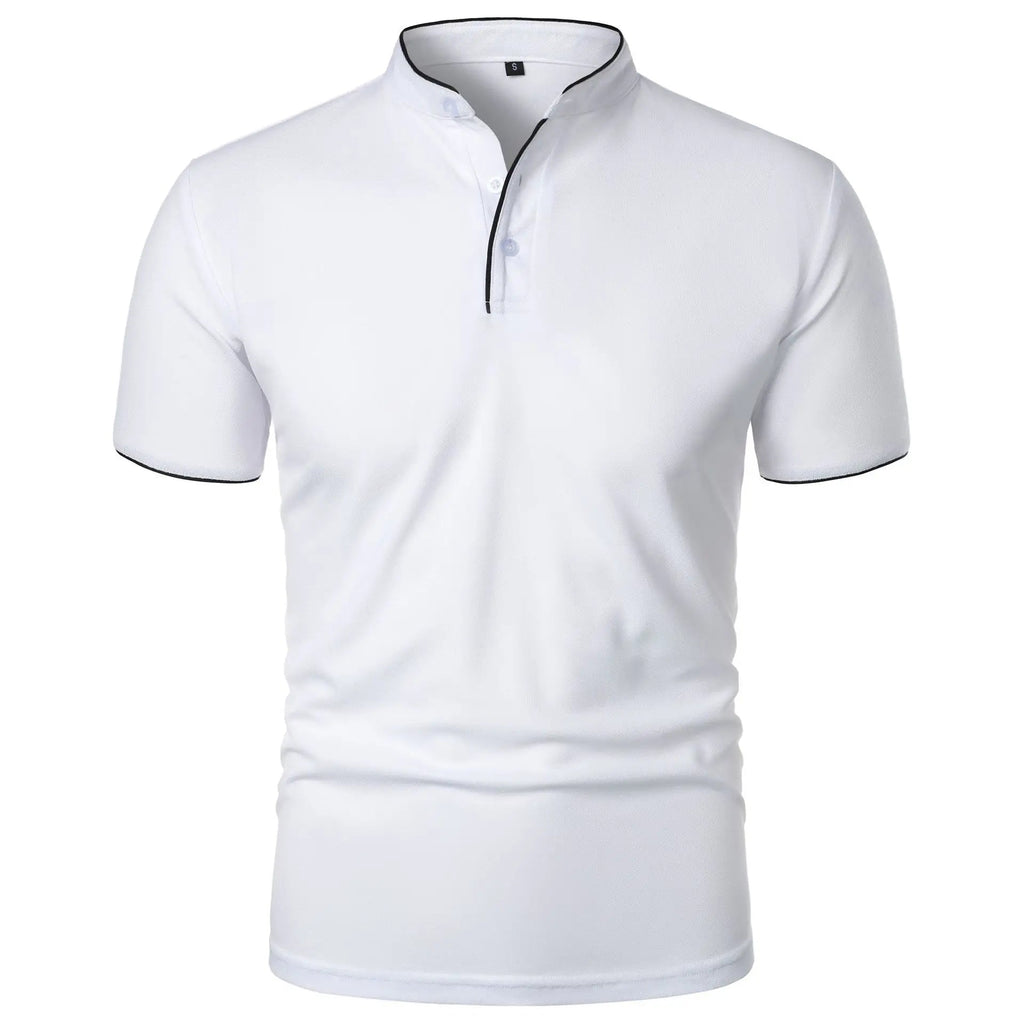 Summer Men's Short Sleeve Collar Tshirts New Solid Color Casual Polo Shirt Trendy Breathable Loose Basic Splice Top Quick Pick Grocers
