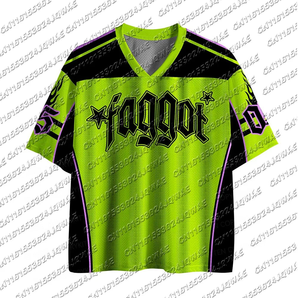 Y2K Hot Girl Cool And Stunning Faggot Stars Pride Sport Jersey Women's Street Fashion Hip-Hop Concert Short Sleeved T-Shirt Quick Pick Grocers