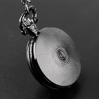 Vintage Black Motorcycle Quartz Pocket Watch, Necklace Pendant With World Time Feature,  Ideal Gift For Men & Women and Kids Quick Pick Grocers