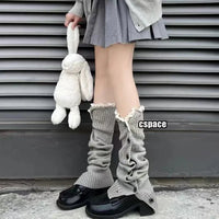 JK Girls Leg Sock Set Lolita Button Lace Warm Sock Set New Button Lace Sock Set Straight Knitted Leg Warmers Quick Pick Grocers