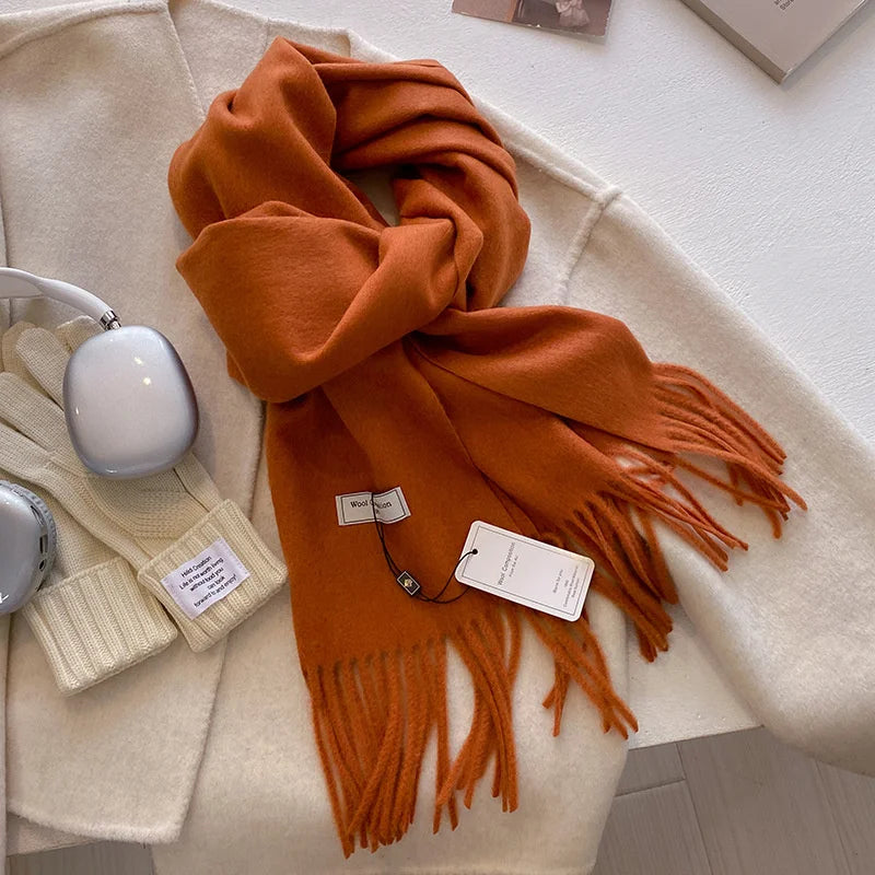 Luxury Winter Wool Scarf Women Cashmere Warm Pashmina Brand Foulard Female Shawls Wraps Thick Soft Bufanda Scarves Stole 2024 Quick Pick Grocers