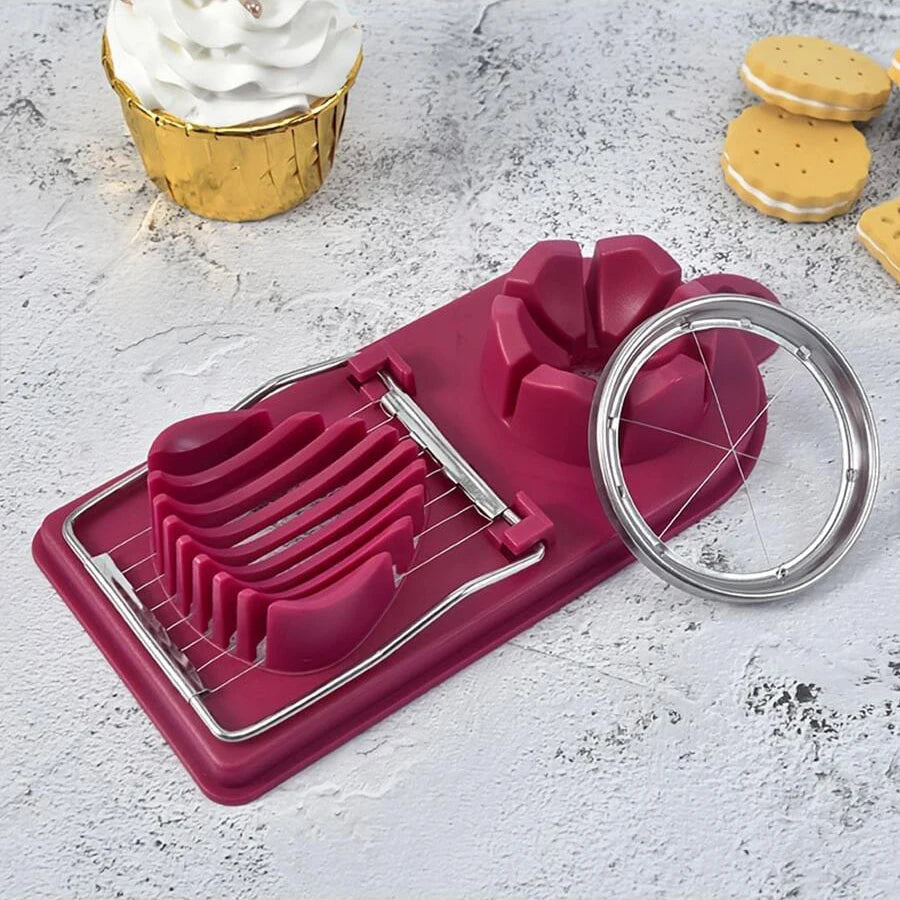 2-in-1 Multi-Function Egg Slicer Preserved Egg Fruit Cutter Modern Kitchen Gadget Tool Durable Metal Plastic Easy Slice Econic Blanks