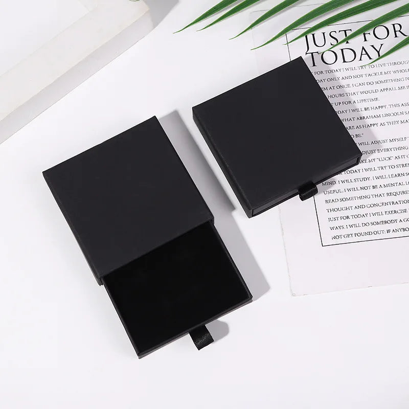 10pcs 8x8x1.7cm Kraft Paper Drawer Travel Jewelry Packaging Box Greeting Card Necklace Bracelet Earrings Gift Organizer Case Box Purest Peak