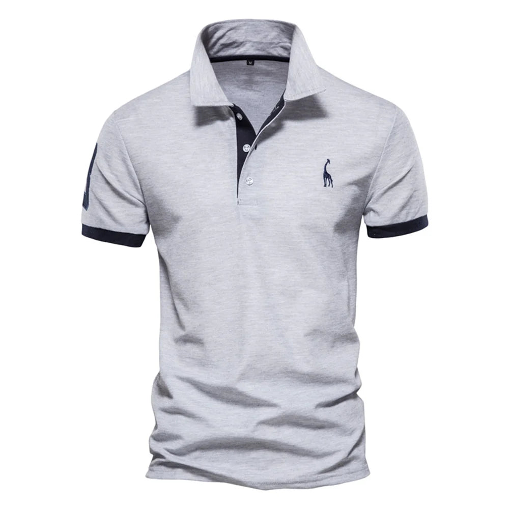 Dropshipping Polo Giraffe Shirt Men Quality Embroidery Summer Short Sleeve Polo Casual Business Social Mens Polos BR Size Quick Pick Grocers