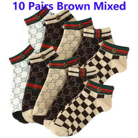 5/10/20 Pairs Winter Socks Men Short Breathable Luxury Socks Designer Brand Low-Cut Fashion Trendy Ankle Socks Geometric Pattern Quick Pick Grocers