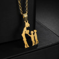 Girls Boy Children Stainless Steel Family Necklaces Mama Pendants Necklace Birthday Gifts For Women Jewelry Mother's Day Jewelry Quick Pick Grocers