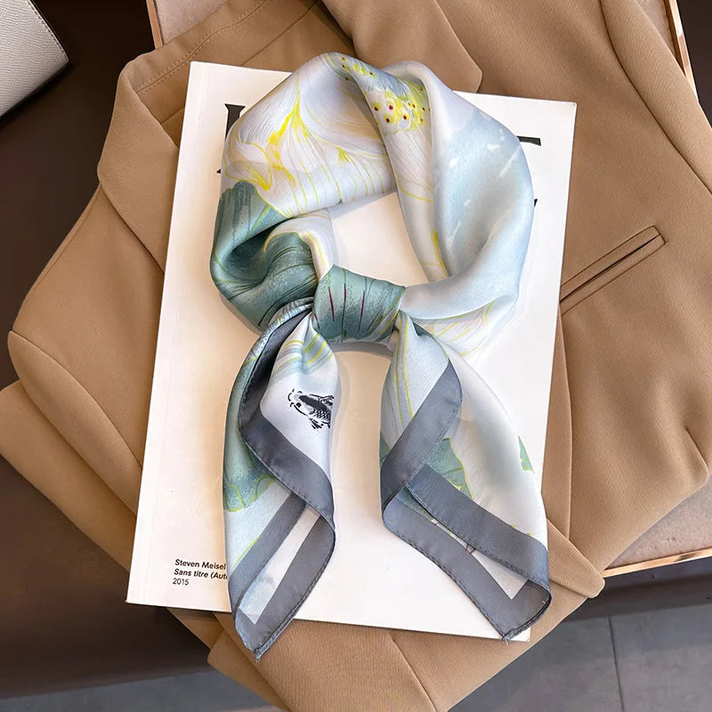 2025 New Fashion 70X70cmPrinted Women's Scarf Pashmina Silk Scarf Square Shawl Decorative Headband Neck Luxury Design Bandana Quick Pick Grocers
