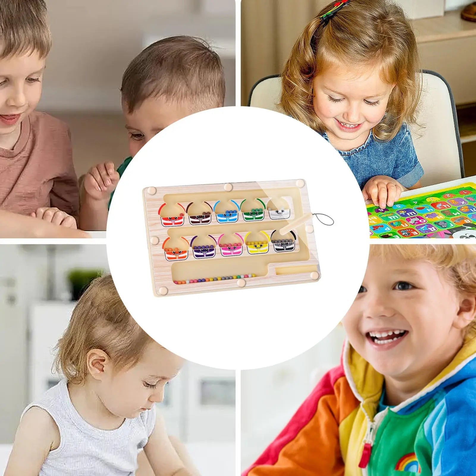 Montessori Magnetic Color Sorting Maze Number Maze Toys Wooden Puzzle Activity Board Fine Motor Toys for Toddlers Boys Girls Quick Pick Grocers