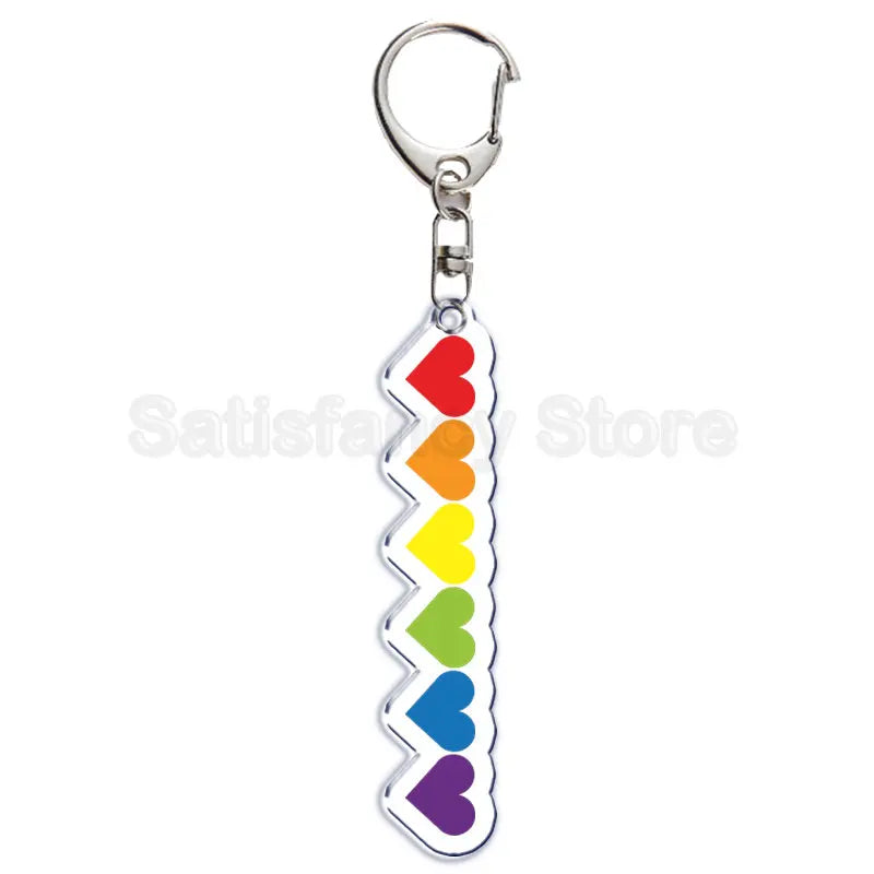 Gay Pride LGBT Rainbow Acrylic Keychain LGBTQ Transparent Double Sided Key Chain Key Ring Lesbian Keychains for Friends Gift Quick Pick Grocers