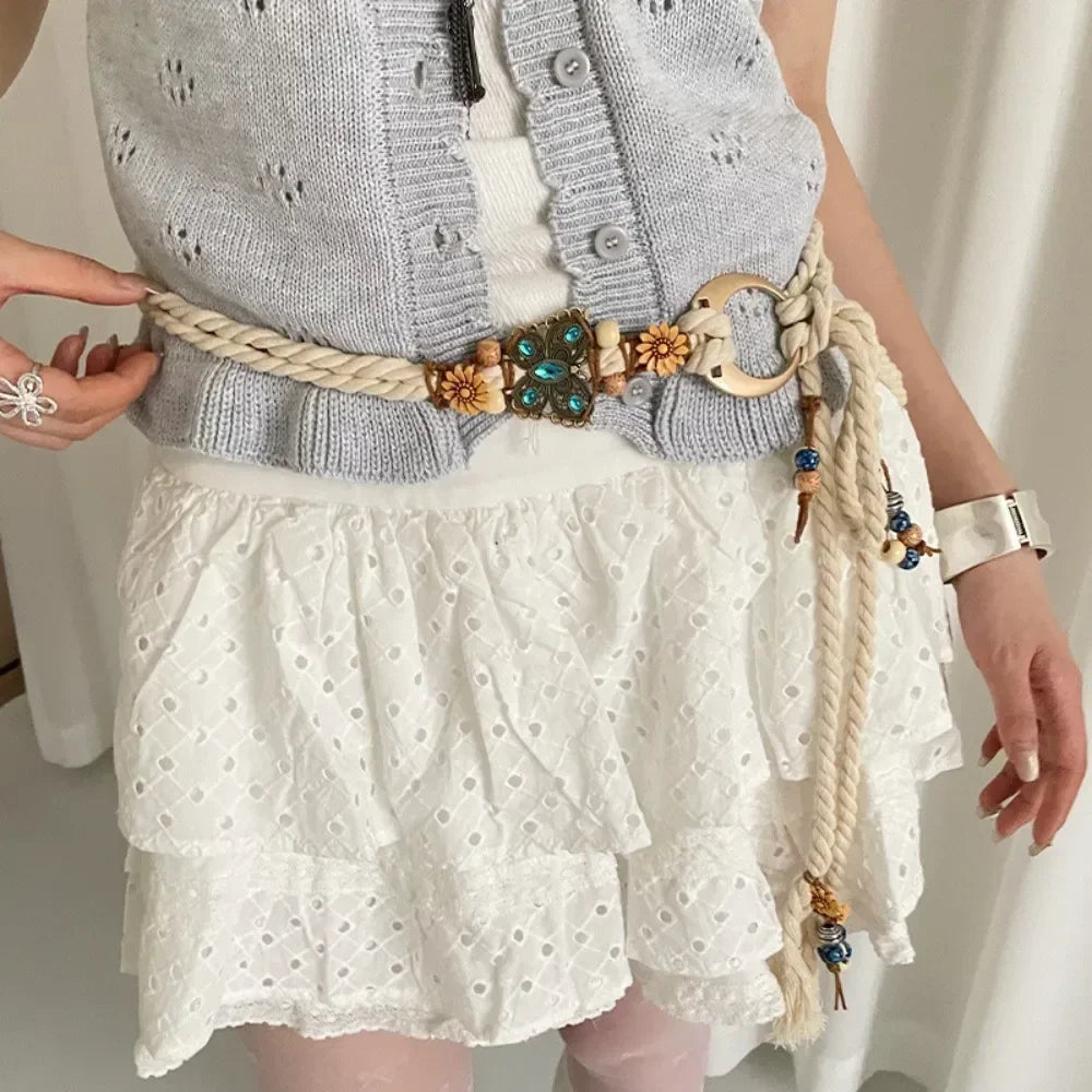 New Butterfly Tassel Waist Chain Y2K Trendy Bohemian Belt Summer Beach Accessories Vintage Flower Bohemian Belt Quick Pick Grocers
