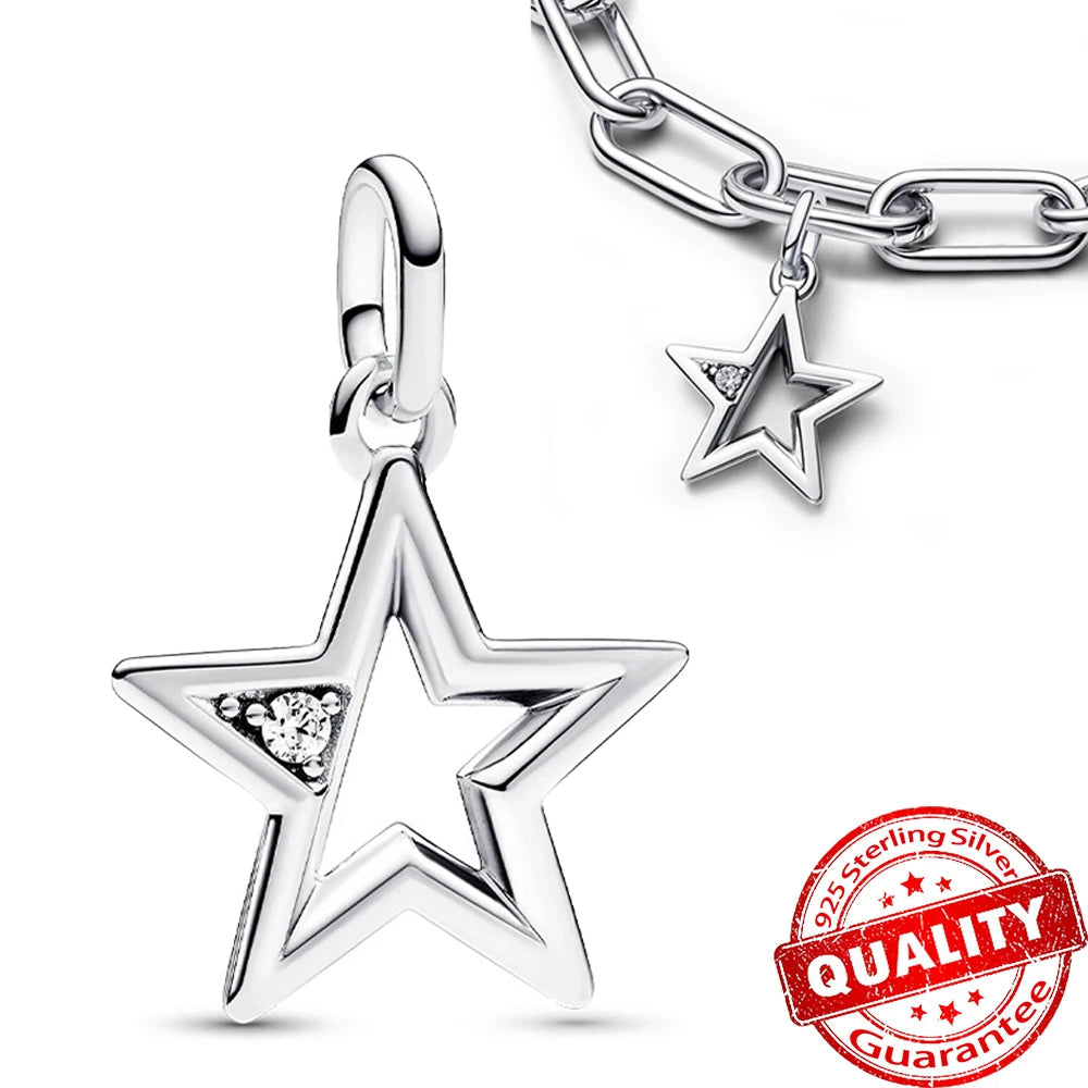 Sparkling Star Mini Dangle Charm Fit Brand Me Bracelet 925 Sterling Silver Me Series Green Heart Mini Charm Girl Party Jewelry Econic Blanks