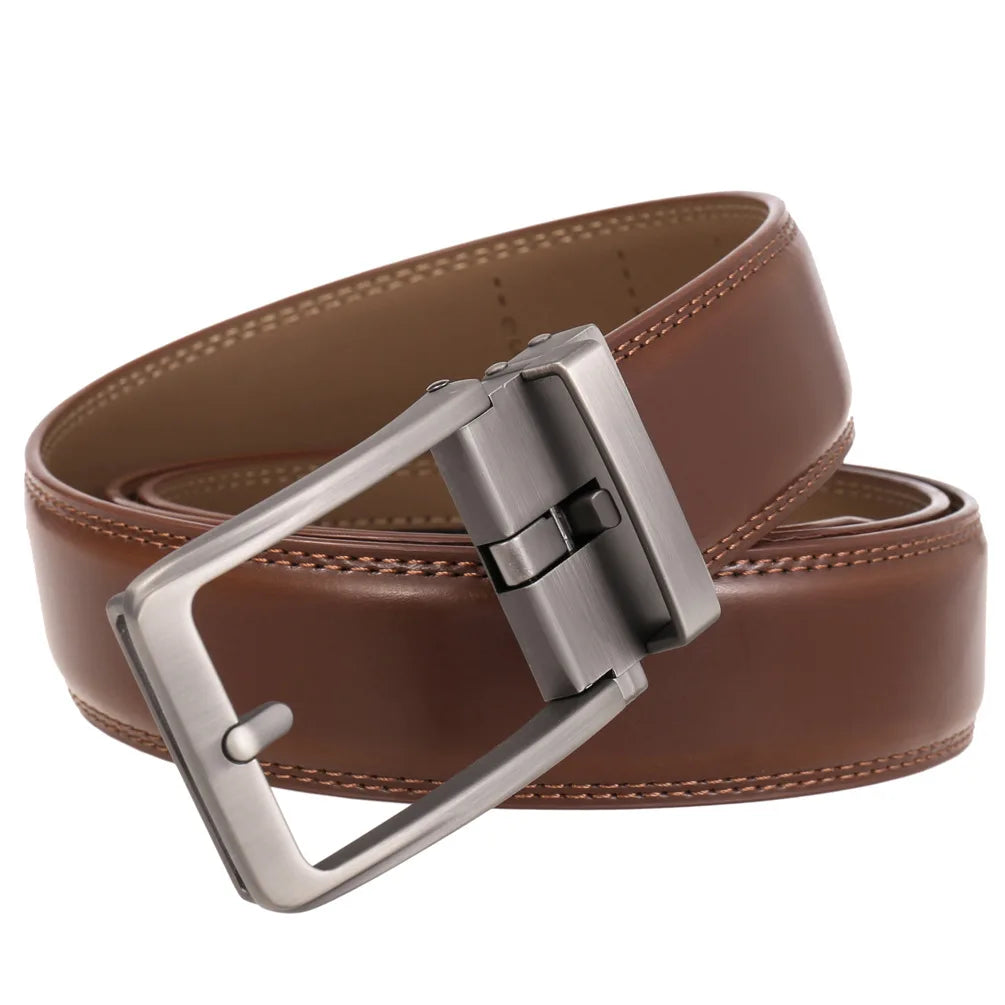 Men's Leather Belts Fashion Automatic Buckle Cowskin Male Belts Luxury Designer Black Brown 3.5cm Quick Pick Grocers