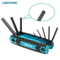 LIBRATON 8 in 1 Folding Allen Wrench Set Metric Allen Key Set Tool Or Folding Tamper Proof Torx Key Set Portable Star Wrench Kit Quick Pick Grocers