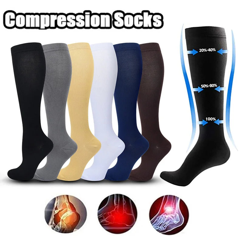 1 Pair Women's & Men's Compression Socks 15-20 mmHg Knee High Stocking for Cycling Soccer Running Athletic Calf Socks Quick Pick Grocers