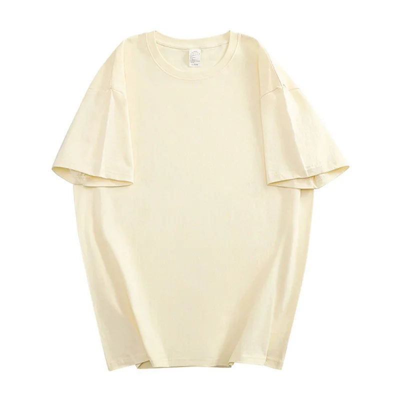 100% Cotton Five Half Sleeve Men's Women Summer T-shirt Loose Short-sleeved Casual Basic Shirt O Neck Solid Color Tops Quick Pick Grocers