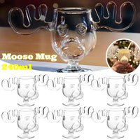 1/2/3PCS Christmas Elk Glass Cup 240ML Juice Milk Moose Mug Christmas Reindeer Head Beer Water Cup Holiday Party Drinkware Gifts Quick Pick Grocers