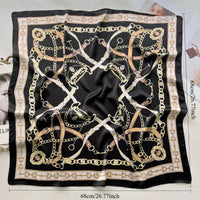 68cm Retro Chain Print Scarf Head Scarfs for Women Luxury Polyester Fiber Thin Scarf Trendy Versatile Neck Gaiter Shawl Hijab Quick Pick Grocers