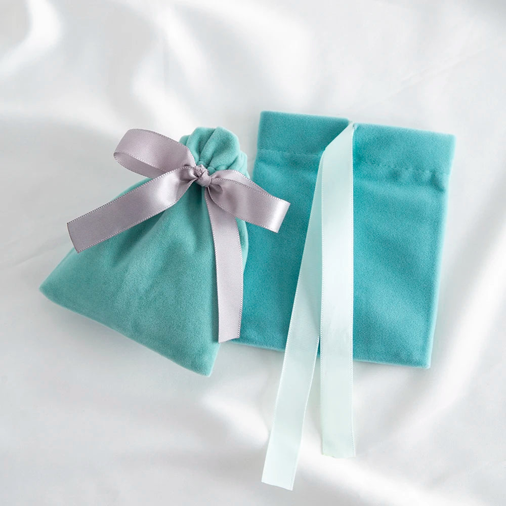 10pcs Green Jewelry Velvet Bag Ribbon Bowknot Pouches Gift Display Packing Storage Wedding Favors Travel Candy Drawstring Pocket Purest Peak