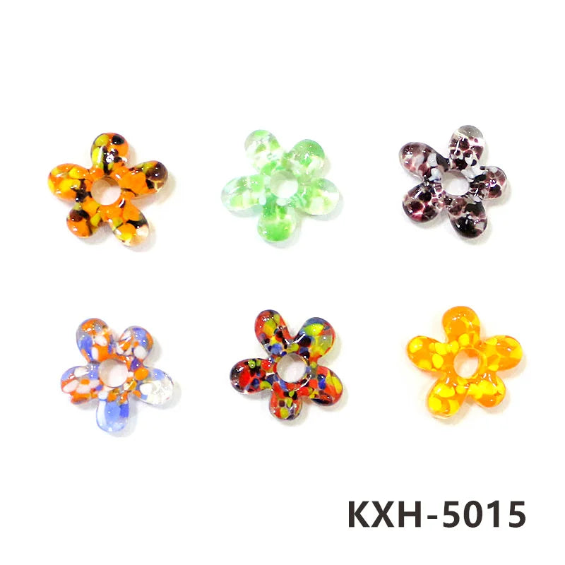 6pcs Irregular Shape Cute Mini Glass Flower Ornament Christmas Wedding Party Decor Supplies DIY Girl Jewelry Pendant Accessories Quick Pick Grocers